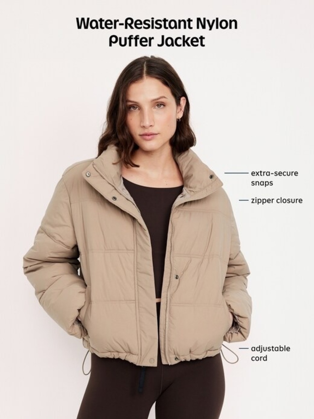Old Navy Beige/Natural Puffer Jacket